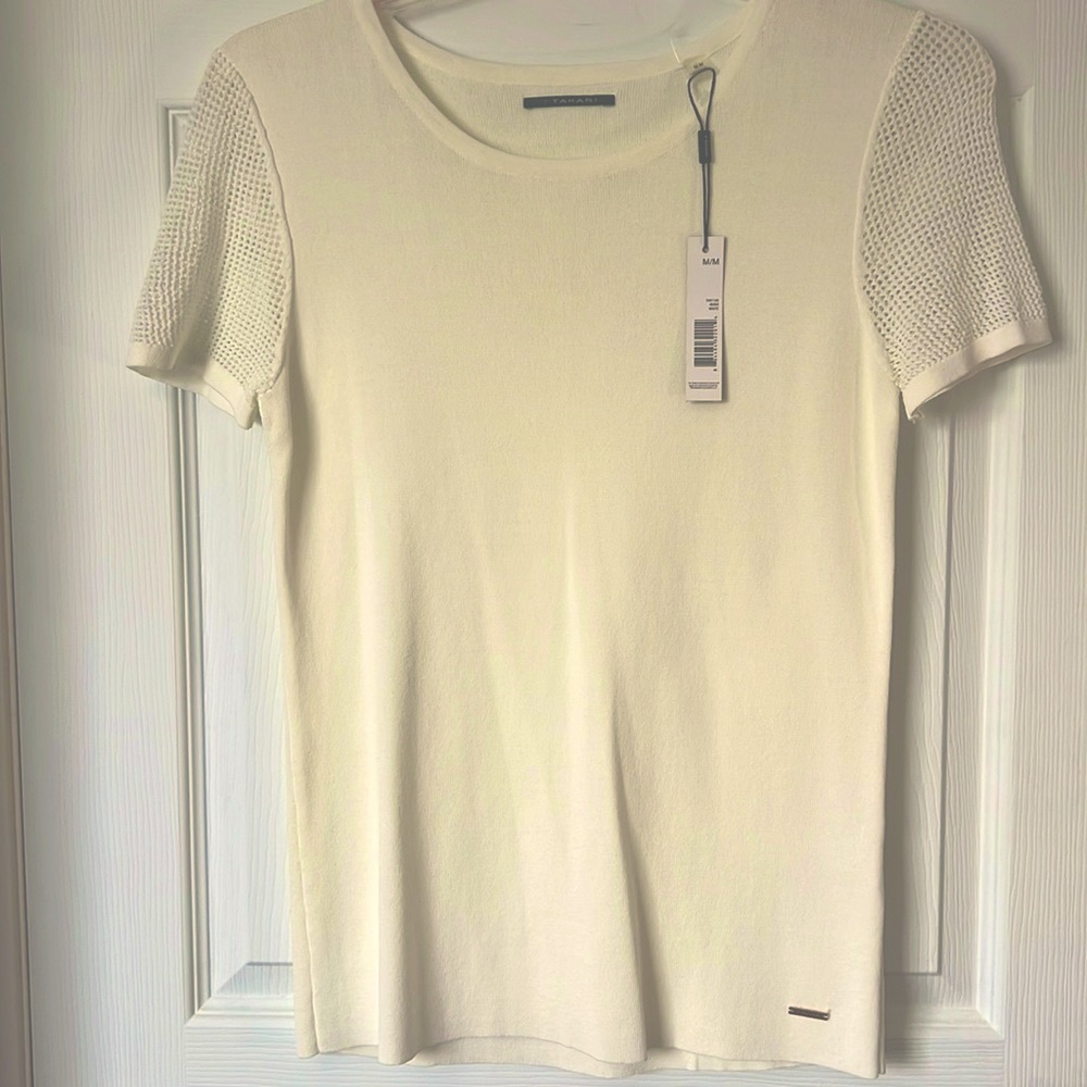 Tahari stretachable cardigan with mesh sleeves . NWT